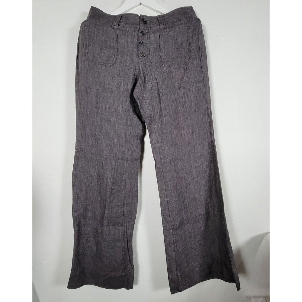 CAbi Womens Gray Slate Linen Sailor Pants Size 8 Wide Leg Casual 371New $98